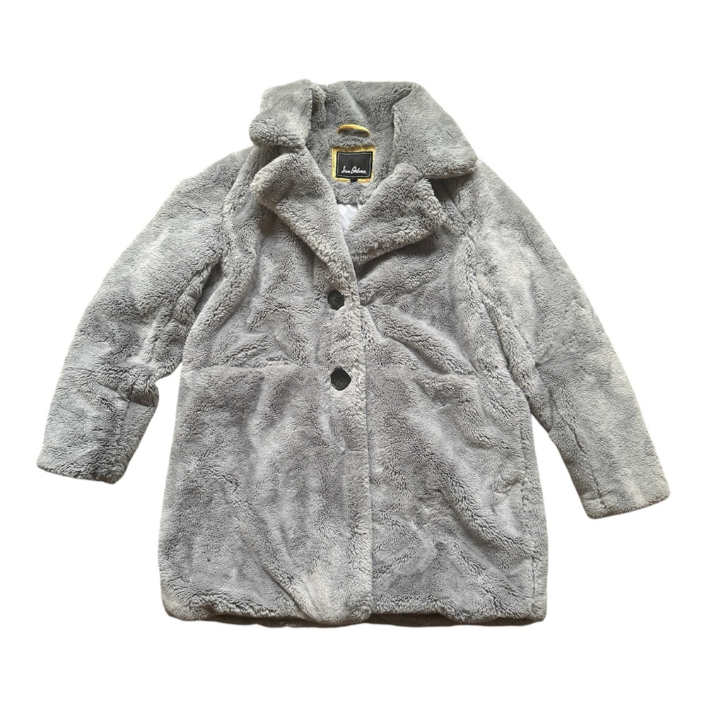 Sam Edelman Small Faux Fur Satin Lined Notch Collar Women's Coat Gray